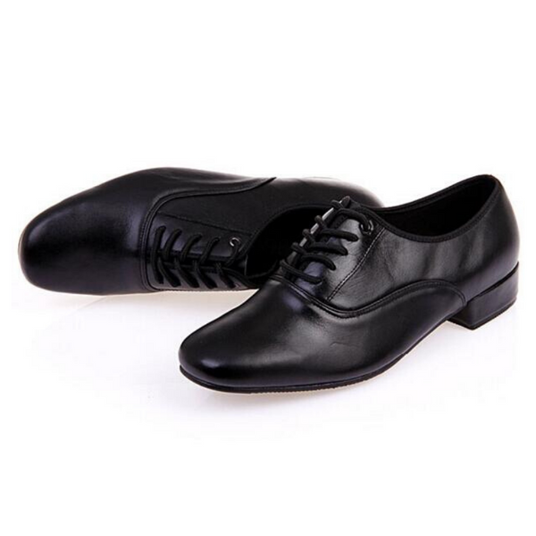 Black Genuine Leather Lace Up Ballroom Shoe