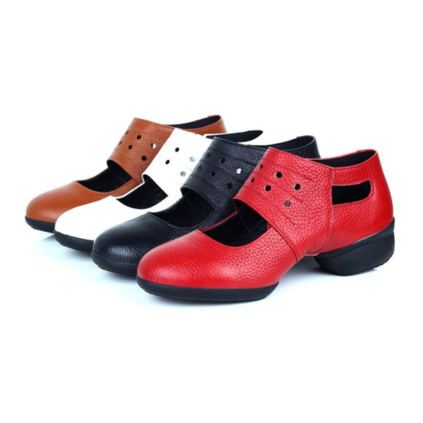 Genuine Leather Square Heel Jazz Shoe