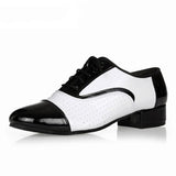 Breathable Black-White Leather Ballroom Shoe