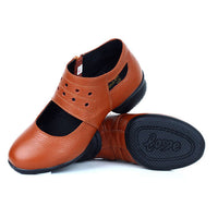 Genuine Leather Square Heel Jazz Shoe