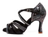 Suede Sole Rhinestone Ankle Strap Salsa Shoe