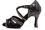 Suede Sole Rhinestone Ankle Strap Salsa Shoe