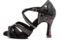Suede Sole Rhinestone Ankle Strap Salsa Shoe