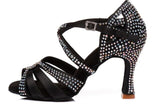 Suede Sole Rhinestone Ankle Strap Salsa Shoe