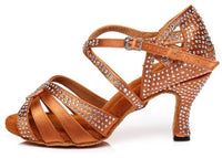 Suede Sole Rhinestone Ankle Strap Salsa Shoe