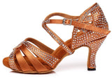 Suede Sole Rhinestone Ankle Strap Salsa Shoe