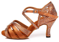Suede Sole Rhinestone Ankle Strap Salsa Shoe