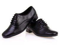 Black Genuine Leather Lace Up Ballroom Shoe