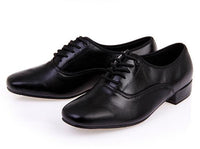 Black Genuine Leather Lace Up Ballroom Shoe
